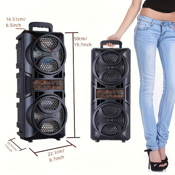 Altavoz multifuncional con altavoces dobles de 6,5", cambio de color RGB, subwoofer de bajo 3D, función de karaoke con gran apertura, sistema de sonido de carrito, experiencia de sonido definitiva con/FM/USB/TF Card/MIC, adecuado para fiestas al aire lib