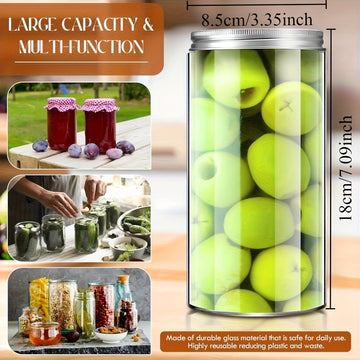 8 piezas de frascos de conserva claros de cuarto de galón con tapas herméticas - Reutilizables, lavables a mano, cierre de tapa giratoria para conservas, fermentación, encurtidos y proyectos de decoración DIY, suministros para conservas