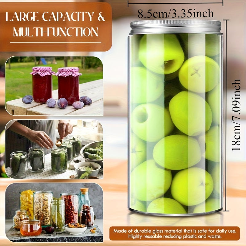 8 piezas de frascos de conserva claros de cuarto de galón con tapas herméticas - Reutilizables, lavables a mano, cierre de tapa giratoria para conservas, fermentación, encurtidos y proyectos de decoración DIY, suministros para conservas