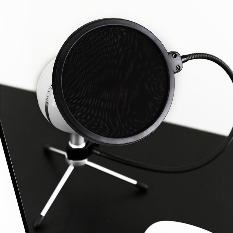 Filtra Pop Antiviento DOSLNLYA para Micrófonos con Reducción de Ruido y Brazo Ajustable 360° - Doble Capa de Absorción de Impactos, Accesorio Flexible para Estudio, Grabación, Transmisión en Vivo, Canto (), Mejora la Grabación Vocal, Diseño Flexiblizado