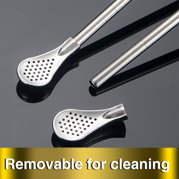 10/20 piezas, juego de cucharas de paja de acero inoxidable - Filtro desmontable para té de frutas y bebidas mezcladas, acabado pulido, ideal para uso en casa y hoteles, elección perfecta para Navidad, regalo de Acción de Gracias
