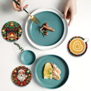 8 piezas Conjunto de posavasos de madera festivos de Navidad - Resistente al calor, lavable a mano, para bebidas, café, oficina, cocina, decoración de mesa, regalo de vacaciones, diámetro de 9,98 cm