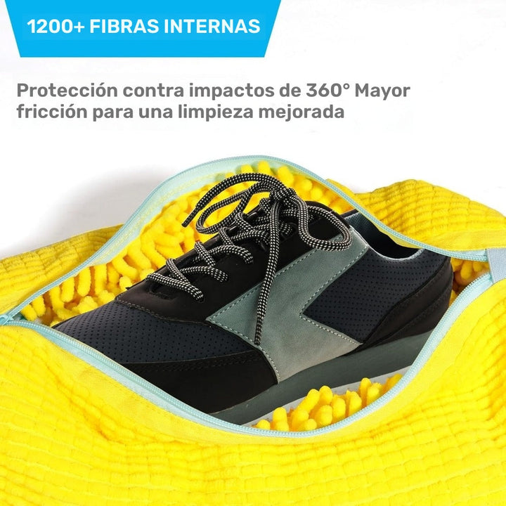 Bolsa lavadora de zapatos amarilla para lavadora y secadora - Bolsa de lavandería de poliéster resistente con cierre de cremallera, forro de felpa suave y acolchado mullido para proteger tenis, zapatos casuales y calzado deportivo