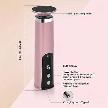 Dispositivo de Pedicura para el Hogar, Ajuste Multivelocidad, Recargable USB, 1200mAh, Dorado Rosa
