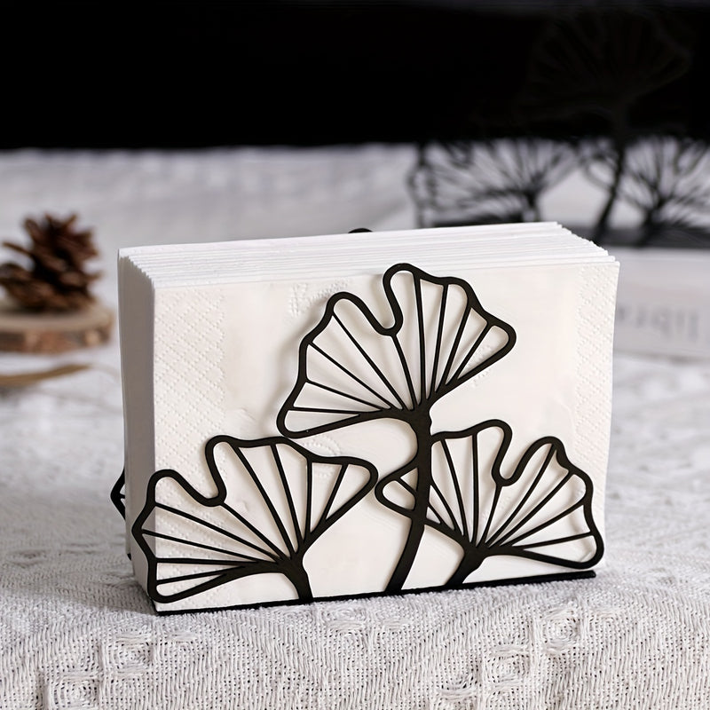 Elegante Porta Servilletas de Hoja de Ginkgo de Metal - Perfecto para Mesas de Comedor y de Café, Decoración de Cocina, Ideal para Restaurantes, Hoteles, Cafeterías