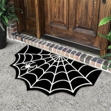 Alfombra de baño con diseño de telaraña en blanco y negro para Halloween, 1 unidad - Absorbente, secado rápido, respaldo de PVC, lavable a máquina, perfecta para decoración de Halloween, resistente a la suciedad, patrón de telaraña