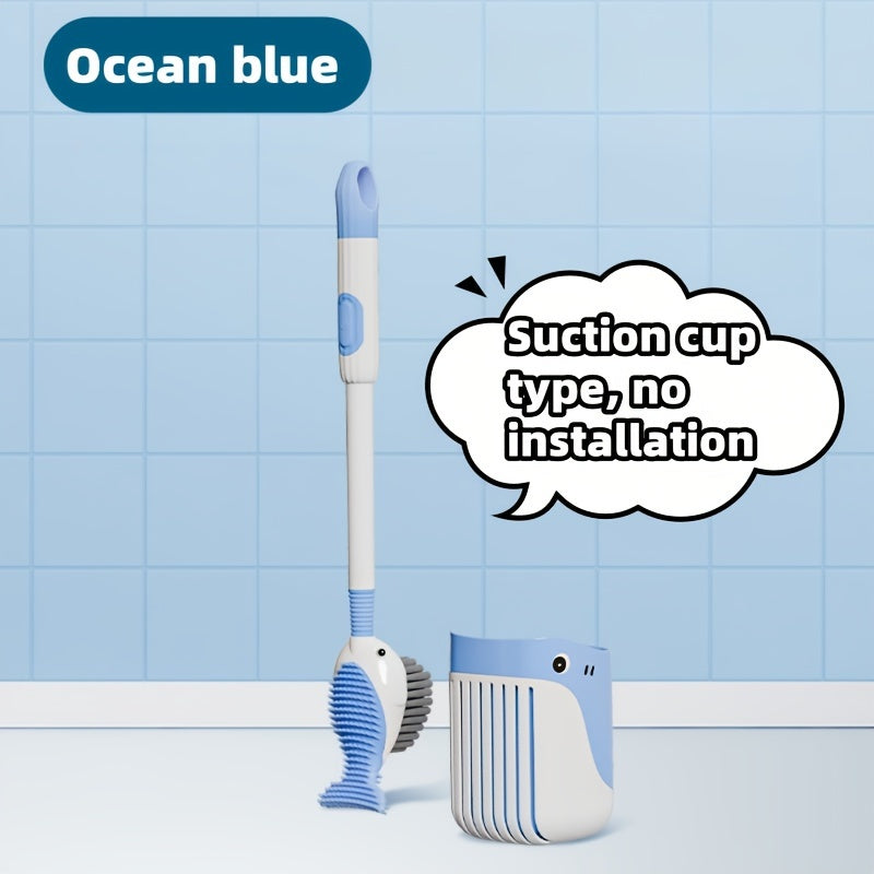 Escobilla de Inodoro con Forma de Ballena Caprichosa con Dispensador de Jabón - Montada en la Pared, Accesorio de Baño de Fácil Limpieza
