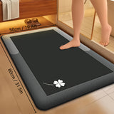 Alfombra de baño de felpa y franela geométrica - Ultra absorbente, antideslizante, secado rápido con respaldo de PVC, liviana y lavable a máquina, ideal para decoración de baño y entrada