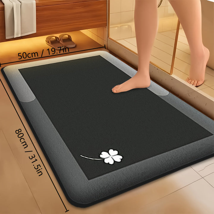 Alfombra de baño de felpa y franela geométrica - Ultra absorbente, antideslizante, secado rápido con respaldo de PVC, liviana y lavable a máquina, ideal para decoración de baño y entrada