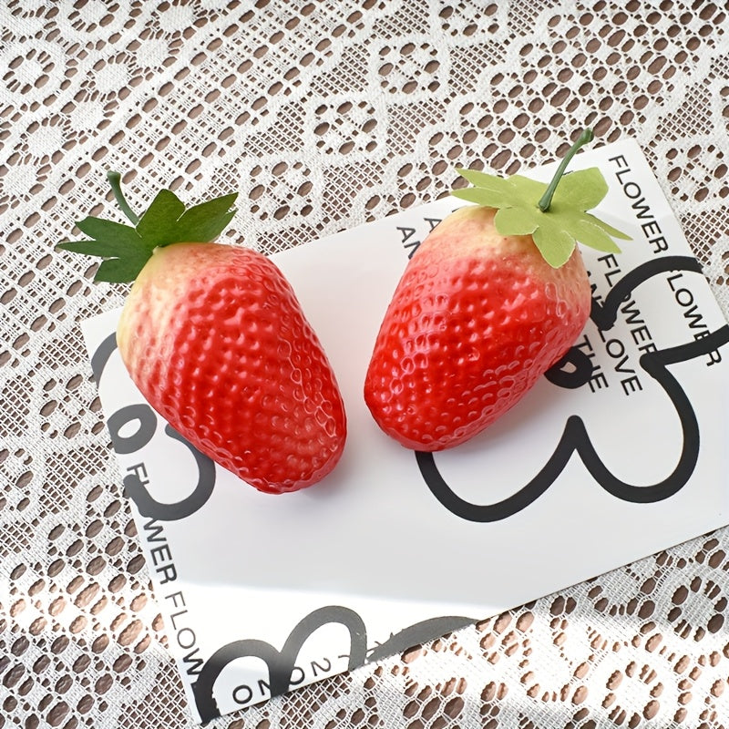 Juego de Decoración de Frutas Falsas de 11 Piezas - Modelos Realistas de Espuma de Fresa, Mango y Plátano para Fotografía de Alimentos & Exhibición en Mesa Navideña
