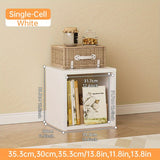 1 Armario de almacenamiento moderno de acero al carbono - Diseño plegable que ahorra espacio, armario multifuncional adecuado para oficina, armario, mesa de noche - Fácil de ensamblar, organización del hogar | Estructura metálica duradera, negro y blanco