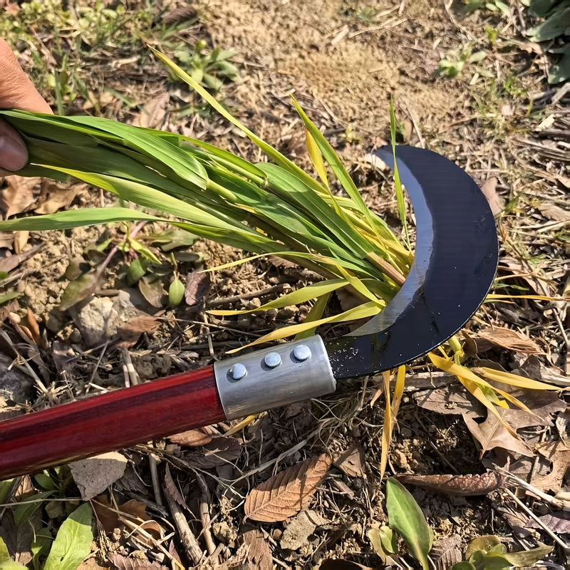Cuchilla manual de acero de alta carbonatación - Cortadora de hierba y malezas, mango de metal, no necesita electricidad, ideal para jardinería en casa y corte de verduras, herramienta de jardín | Diseño ergonómico | Acero de alta resistencia