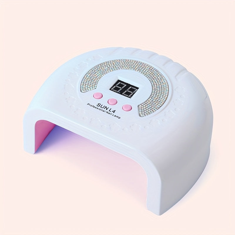 Lámpara LED para uñas con sensor inteligente y pantalla LCD - Lámpara de secado rápido de esmalte en gel de alta potencia, portátil con USB, luz LED para uso en casa y salón, sin olor, blanca, dispositivo con USB, diseño compacto, plástico duradero, para