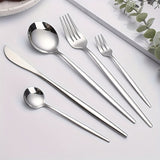 Juego de Cubiertos de Acero Inoxidable de 30 Piezas, Juego de Cuchillo Tenedor Cuchara, Juego de Vajilla, Incluye Juego de Cuchillo Tenedor Cuchara, Apto para Casa, Restaurante, Hotel, Fiesta, Boda, Lavavajillas