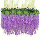 18 piezas de enredaderas artificiales de glicina, 109.98 cm de largo, flores colgantes de plástico moradas y verdes para decoración de jardín, bodas y fiestas, resistentes a la intemperie, sin necesidad de mantenimiento, decoración para eventos