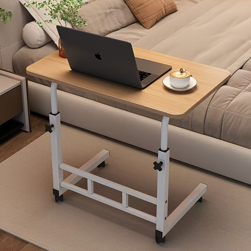 Mesita de Noche Ajustable con Ruedas - Escritorio Moderno y Plegable para Hogar, Oficina o Dormitorio, Madera Duradera y Metal Resistente, Fácil Montaje, Diseño Contemporáneo, Ahorra Espacio
