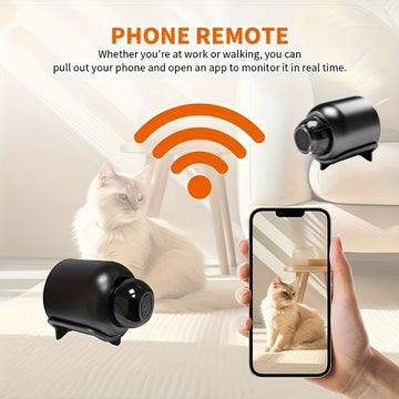 1 cámara de vigilancia con conexión WiFi, micrófono y soporte, controlada y monitoreable a través de una aplicación móvil, ideal para uso doméstico