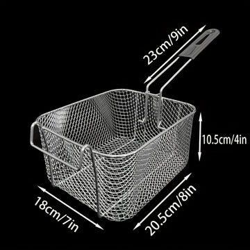 Canasta para Freír de Acero Inoxidable con Mango Metálico - Fácil de Limpiar, Plegable, Resistente a Altas Temperaturas para Papas Fritas, Alitas de Pollo y Más | Herramienta de Cocina Comercial y Doméstica, Utensilio para Freír en la Cocina | Estructura