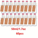 60 Piezas de Botellas Mini de Licores, Botellas Plásticas Vacías Herméticas 25ml/50ml/100ml, Botellitas para Alcohol o Salsa, Botillas Transparentes para Bodas y Fiestas, Regalos Pequeños