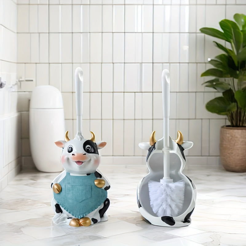 Accesorios para Baño, Juego de Portacepillos de Resina Hecho a Mano con Cepillo de Inodoro Compacto y Tamaño Pequeño, Fácil de Ocultar, Ahorra Espacio en Almacenamiento, Antigoteo, Fácil de Montar, Cepillo de Limpieza Profunda