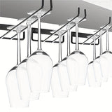 3-Pack/2-Pack/1-Pack Estante para colgar copas de vino de metal negro, soporte para copas invertido montado en la pared, organizador de copas de vino de una sola fila para el hogar, almacenamiento de cocina, organización conveniente de gabinetes y cajone