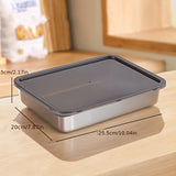 3/6 Recipiente de Almacenamiento de Comida Duradero en Acero Inoxidable - Hermético, Libre de BPA, Apto para Microondas y Refrigerador, Irrompible, Caja Rectangular Multifuncional con Tapa Abatible, Ideal para Nevera y Despensa