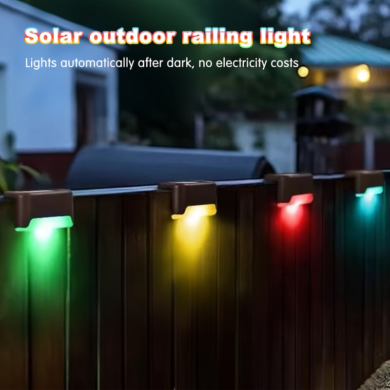 4/12piezas Luces de escalera solares Luces de pared para exteriores, conmutador automático de sensor para escaleras, decks, caminos, patios, cercas, barandillas, múltiples escenas Luces de cubierta solar Luces de escalera solares