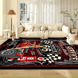 1pc Alfombra de Coche de Carreras y Ruta 66, Adecuada para Cocina, Pasillo, Dormitorio, Baño o Sala, Felpudo Ligero Antideslizante Lavable a Máquina y Grueso para Interior/Exterior
