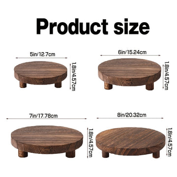 Soporte de Exhibición de Madera para Escritorio de 4 Piezas, Base de Madera para Exhibición, Soporte Redondo Mini, Antiguo de Madera, Utilizado para Decoración de Bandejas Superpuestas, Adecuado para Cocina de Hogar, 4 Tamaños