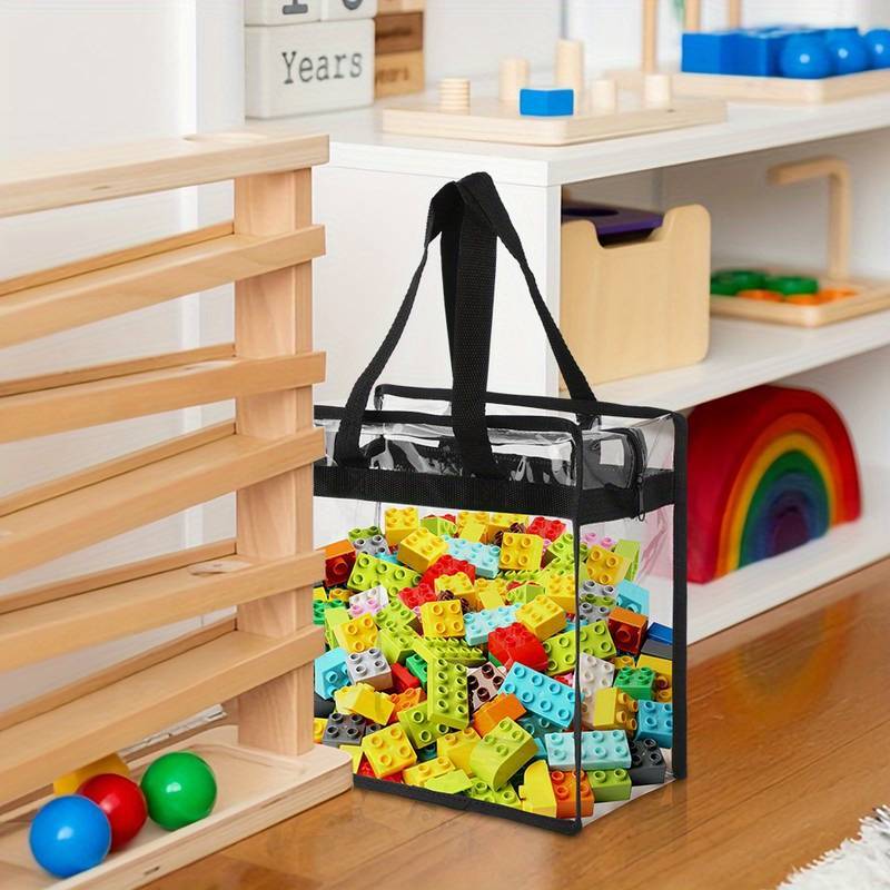 4pcs Bolsas de Plástico Transparente con Cremallera y Asa Suave - Organizador Colgante Versátil para Juguetes, Zapatos y Más - Duradero para Viajes y Uso al Aire Libre, Almacenamiento de Juguetes