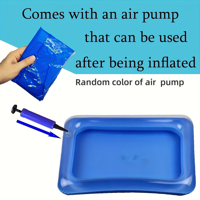 1 Baño de pies inflable portátil cuadrado - 2 en 1, escalón de entrada al estanque y baño de pies, incluye juego de pedicura para limpieza de estanques, perfecto para uso en casa y al lado del estanque