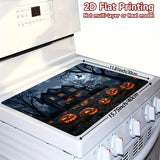 1pc Alfombrilla para Estufa de Halloween - Escena Espeluznante de Cementerio con Calabazas Iluminadas, Noche de Luna Llena - Compatible con Cocinas a Gas/Inducción, Lavadoras y Secadoras - Protector Fácil de Limpiar - Decoración Perfecta para Fiestas Tem