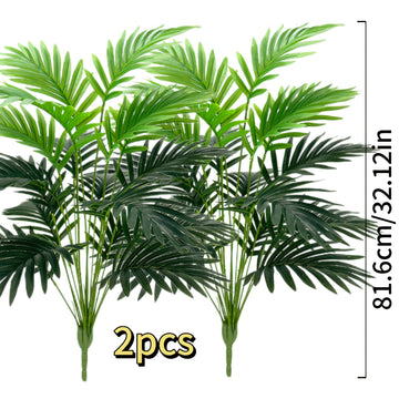 2 piezas de 81,99 pulgadas de palmeras artificiales grandes - Hojas de palma falsas realistas, plástico, decoración interior y exterior, bodas y compromisos, vegetación interior | Estética natural | Plástico duradero