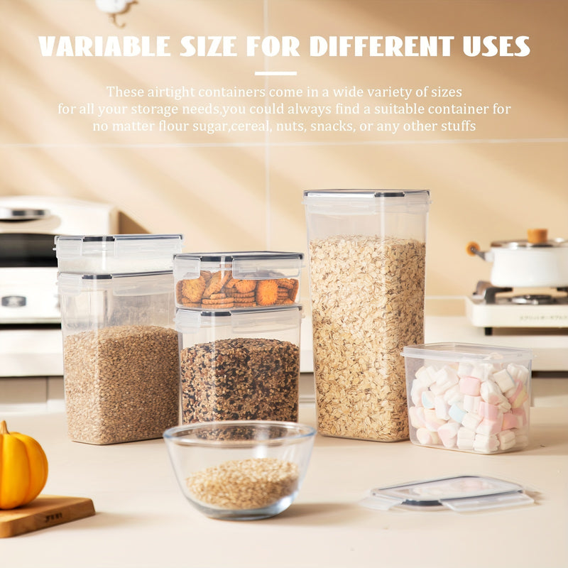 THELiFE 5/20pcs Contenedores Herméticos para Almacenamiento de Alimentos con Tapas, Organización y Almacenamiento en la Despensa de Cocina, Frascos de Plástico Libres de BPA para Cereales, Harina, Azúcar, Alimentos Secos, Incluye Etiquetas & Rotulador