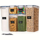 6 piezas de contenedores de almacenamiento de alimentos herméticos, libres de BPA, material PP no cargado, ideales para cereales, harina, pasta, con etiquetas para la organización de la cocina, para esenciales de RV