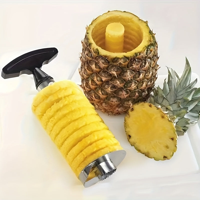 1 Pieza, Descorazonador Y Rebanador De Piña De Acero Inoxidable, Herramienta De Cocina Fácil De Usar Para La Eliminación Y Cortado De La Núcleo De La Piña Sin Esfuerzo