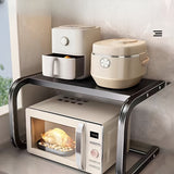 Rejilla de Microondas de Metal de Doble Nivel Espaciosa - Diseño Elegante de Almacenamiento Abierto para Encimeras de Cocina | Soporte Grueso Multifuncional para Hornos y Microondas sin Necesidad de Conexión de Energía, Uso Doméstico, Horneado