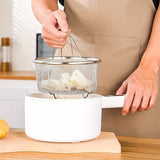 1pc Cesta de malla de acero inoxidable con asa, inserto de vaporizador multifuncional para olla, colador versátil para freír, hervir, cocinar al vapor, con diseño de prevención de escaldaduras, para verduras, mariscos