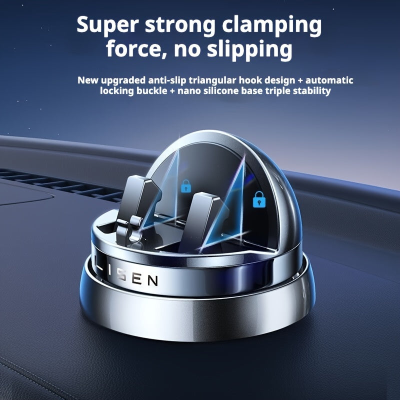 Soporte para Teléfono de Coche con Diseño Triangular Mejorado por Lisen - Sujeción Fuerte, Alta Calidad, Montura Giratoria para Salpicadero con Base de Silicona Nano para iPhone (Sin Necesidad de Batería)