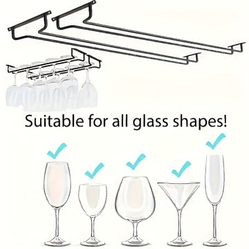 Soporte para Copas de Vino de Hierro de 2 Piezas - Estante Ahorrador de Espacio para Gabinete en Cocina y Bar