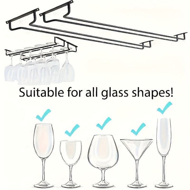 Soporte para Copas de Vino de Hierro de 2 Piezas - Estante Ahorrador de Espacio para Gabinete en Cocina y Bar