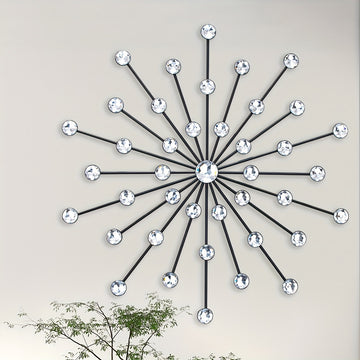 Arte de Pared Metálico Estrella Elegante - Estilo Clásico, Hierro Negro con Acentos de Cristal, Decoración Fácil de Colgar para Sala de Estar y Fondo de TV, Decoración del Hogar