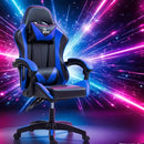 Butaca de Juego Ergonómica Estilo Carreras - Silla de Escritorio Ajustable en Altura con Reposacabezas y Soporte Lumbar, Tela de Poliéster Duradera, Fácil Montaje para Oficina en Casa o Dormitorio, Diseño Deportivo, Asiento Cómodo