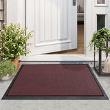 Alfombra durable de poliéster, rectangular, negra, antideslizante para la entrada del hogar, fácil de limpiar, fabricada a máquina