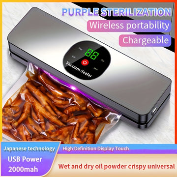 Maquinilla de sellado al vacío portátil con carga USB para alimentos, máquina automática de sellado de alimentos con pantalla LED, ideal para camping, caza y uso en la cocina, almacenamiento de alimentos al aire libre, el mejor regalo del Día de la Madre