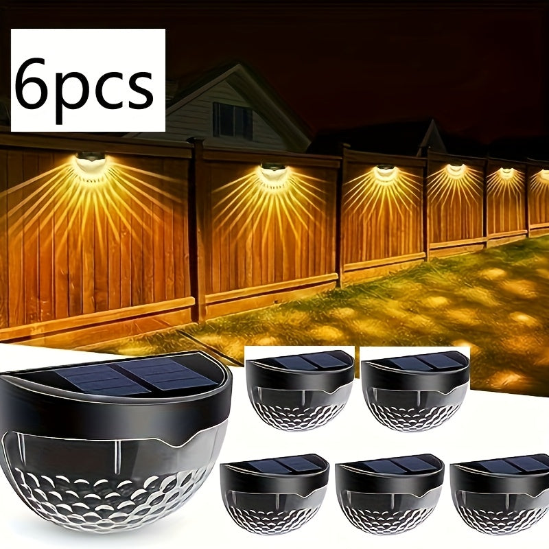 Luzes solares de 6 LED de media luna para cercas, luzes exteriores, luzes de pared negras y blancas, colgantes de gota de agua, luces de escaleras