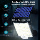 Lámparas solares exteriores, 106 luces solares exteriores con sensor de movimiento, ángulo de iluminación de 120°, luz solar de pared para jardín con cable de 16.5 pies