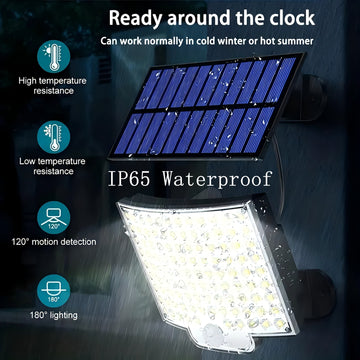 Lámparas solares exteriores, 106 luces solares exteriores con sensor de movimiento, ángulo de iluminación de 120°, luz solar de pared para jardín con cable de 16.5 pies