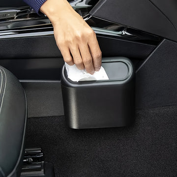 3 piezas - 1 cubo de basura + 2 rollos de bolsas de basura, caja de almacenamiento colgante para puerta lateral del coche, cubo de basura creativo mini