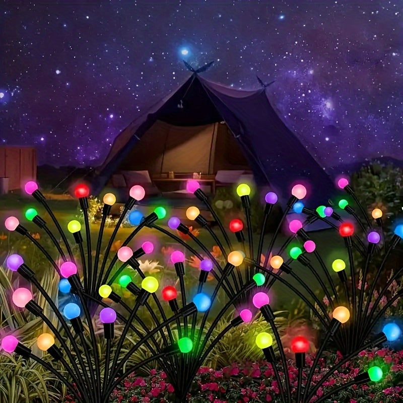 6/8/10 Luces solares para césped, luces de globo de luciérnaga impulsadas por viento LED, luces de decoración para jardín de vacaciones